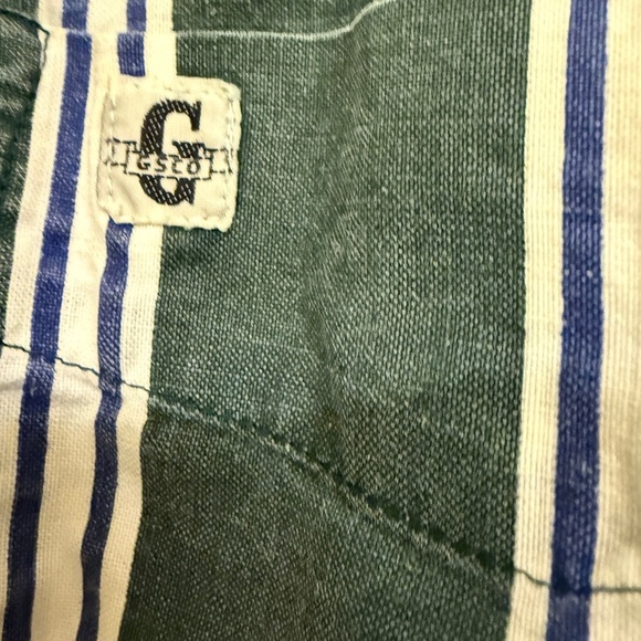GITAON VINTAGE Green White and Blue Striped Men's Shirt Sz XL - Picture 4 of 16
